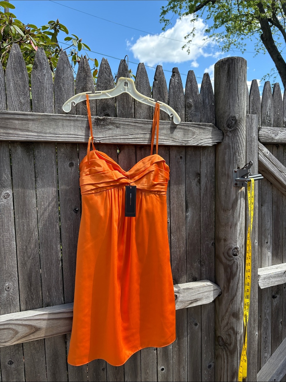 BCBGMazAzria size 2 nectarine satin dress with bow in back! NWT!!
